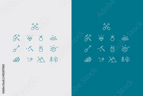 gold digger icons vector set
