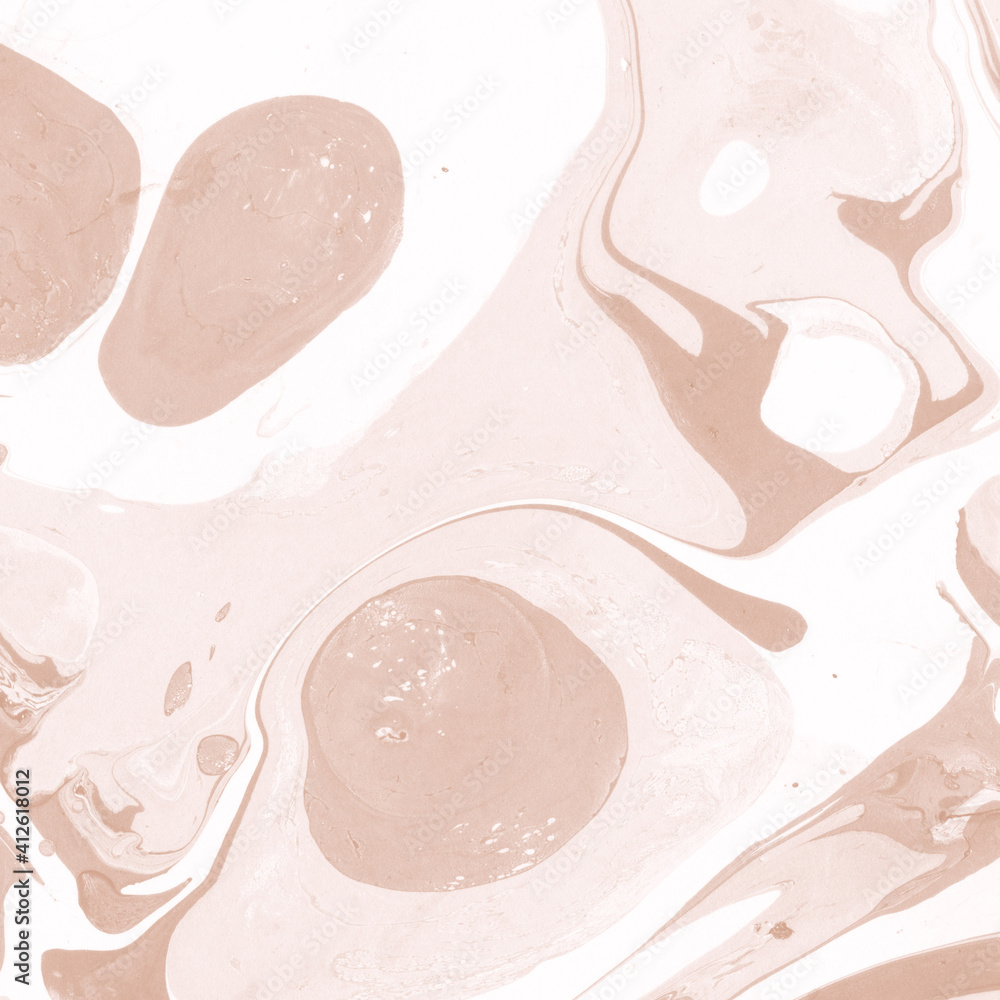 Fototapeta premium Creamy marble ink texture on watercolor paper background. Marble stone image. Bath bomb effect. Psychedelic biomorphic art.