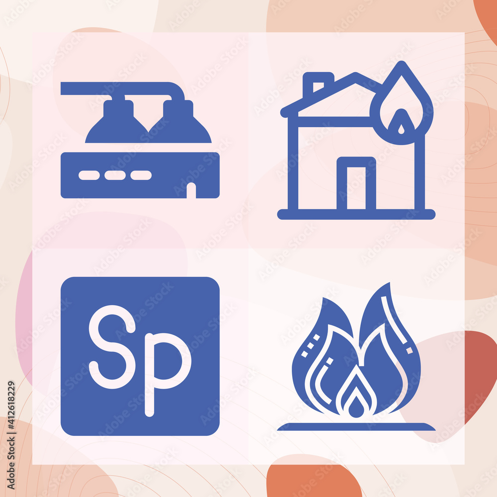Simple set of combustion related filled icons Simple set of combustion related filled icons