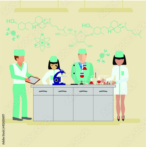 Medical boarding house icons set. Flat design vector illustration concepts of education and science. Square banners with science symbols. Science Lab, Testing, Analysis, Scientist.