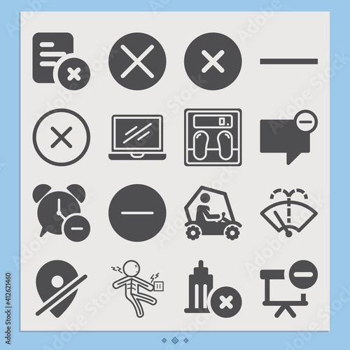 Simple set of excess related filled icons.