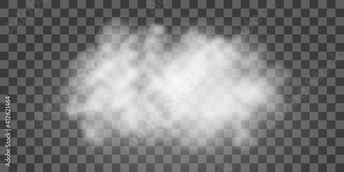 Fog or smoke isolated transparent special effect. White vector cloudiness, mist or smog background. PNG. Vector illustration