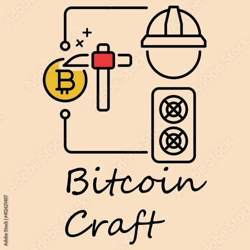 Cryptocurrency GPU mining concept icon. Modern flat vector illustration of crypto miner.