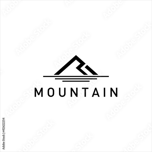 Mountain Logo Design.Initial RI Vector with Rock or Peak Icon Illustration