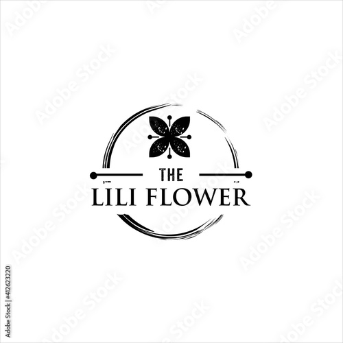 Fotografie Lili Flower Logo.with Vintage Concept Vector Design