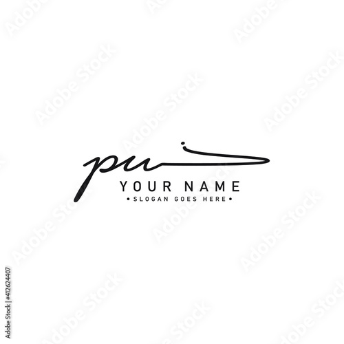 PU Initial Letter Logo - Handwritten Signature Logo