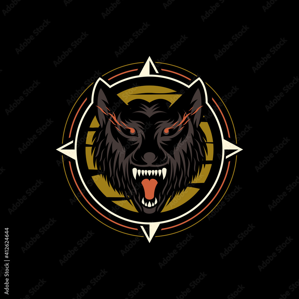 wolf head illustration Logo Design 