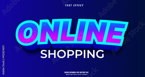 online shopping text effect design vector