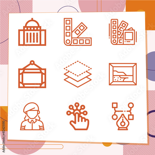 Simple set of 9 icons related to twenties