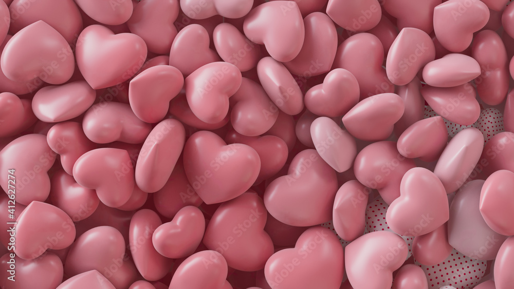 Heart background. Valentine Wallpaper with Pink love hearts. 3D Render Heart background. Valentine Wallpaper with Pink love hearts. 3D Render