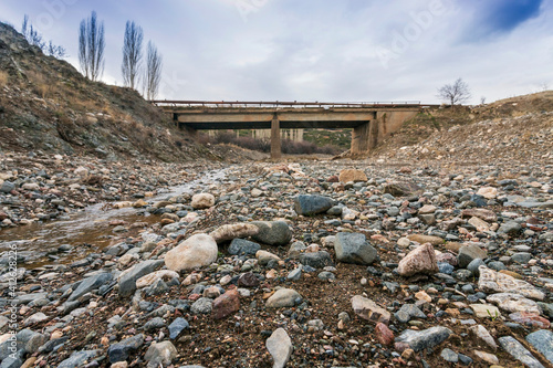 The water is disappearing, dried river.