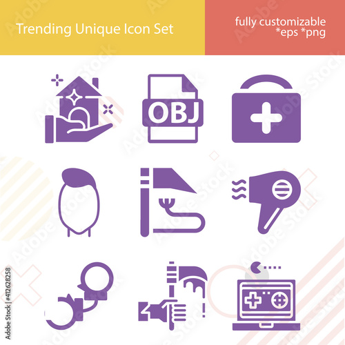 Simple set of critically related filled icons.
