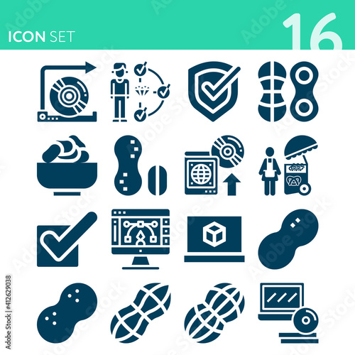 Simple set of 16 icons related to unix