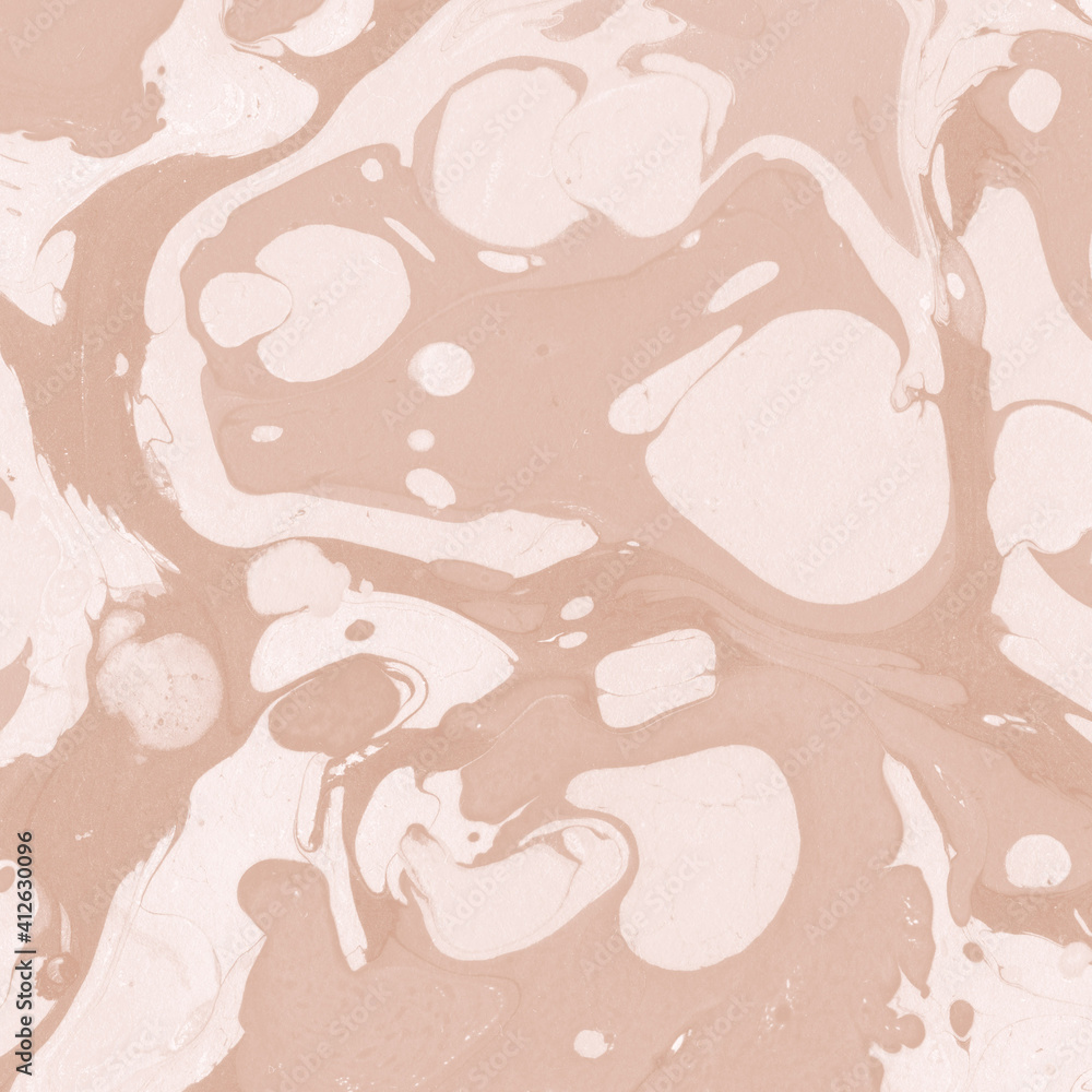 Fototapeta premium Creamy marble ink texture on watercolor paper background. Marble stone image. Bath bomb effect. Psychedelic biomorphic art.