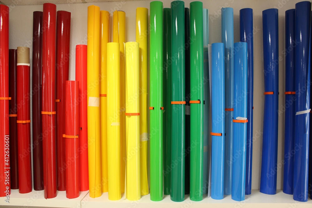 Colorful film rolls adhesive film in different colors