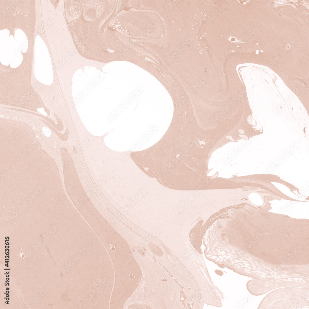 Fototapeta premium Creamy marble ink texture on watercolor paper background. Marble stone image. Bath bomb effect. Psychedelic biomorphic art.