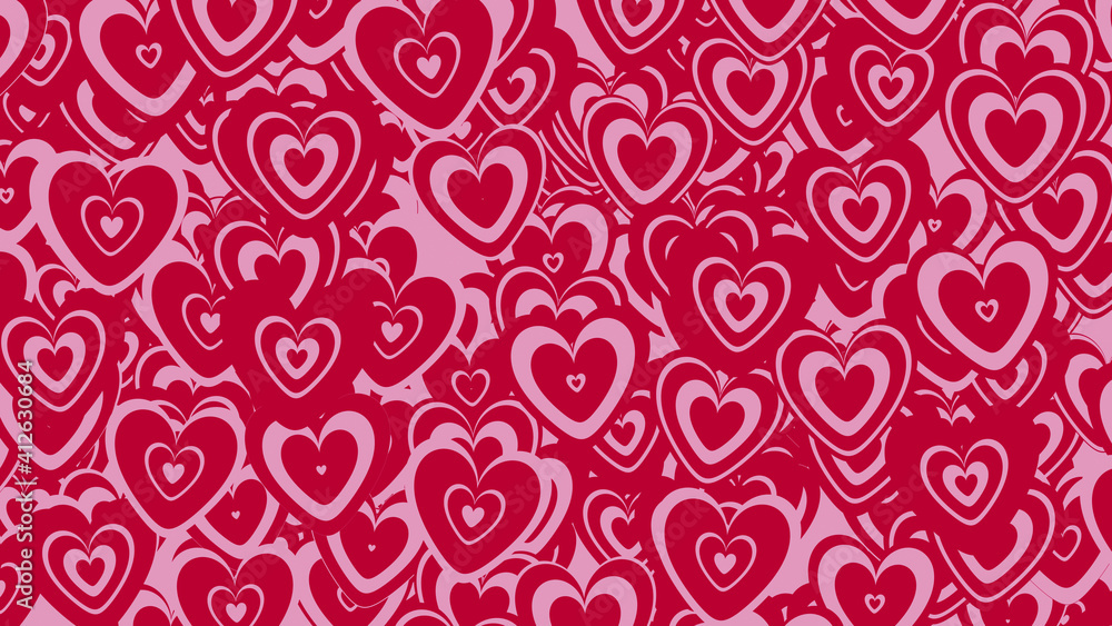 Multicolored Heart pattern background. Valentine Wallpaper with Pink and Red love hearts. Multicolored Heart pattern background. Valentine Wallpaper with Pink and Red love hearts.