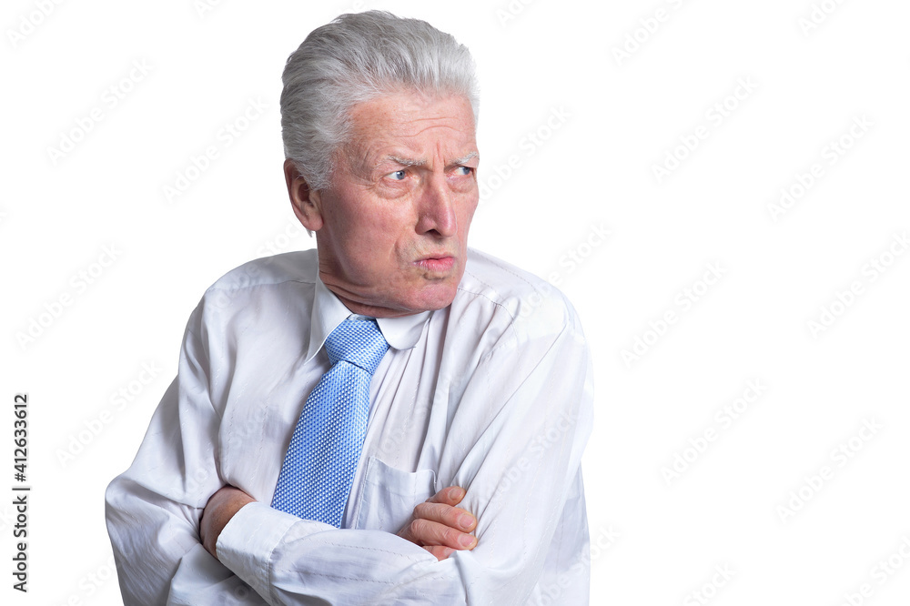 close up portrait of senior businessman in formal wear posing