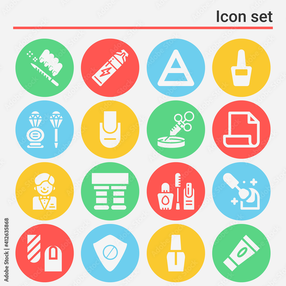 16 pack of gel  filled web icons set