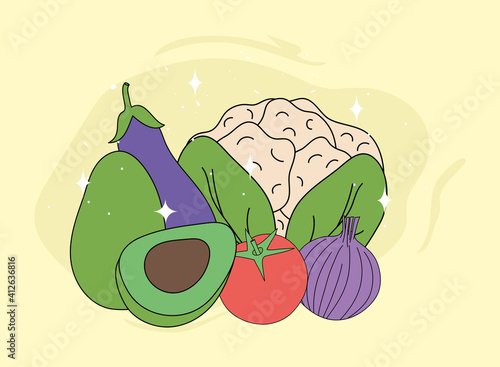 cauliflower and vegetables vector design