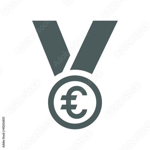 Euro medal gray icon. Simple vector graphics.