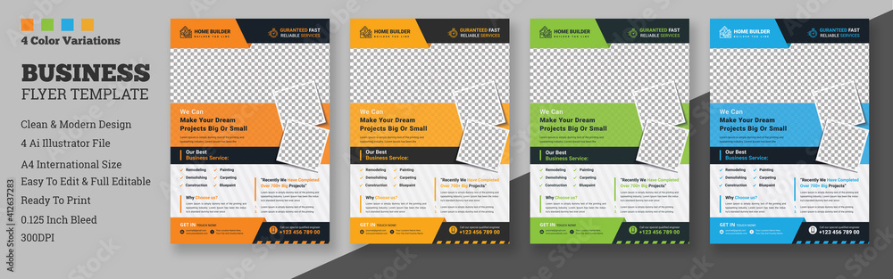 Fototapeta premium Construction Flyer Layout with Graphic Elements, A4 construction cover template for a flyer and brochure design, report, leaflets decoration for printing