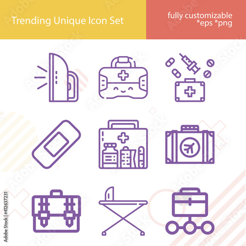 Simple set of maiden related lineal icons.