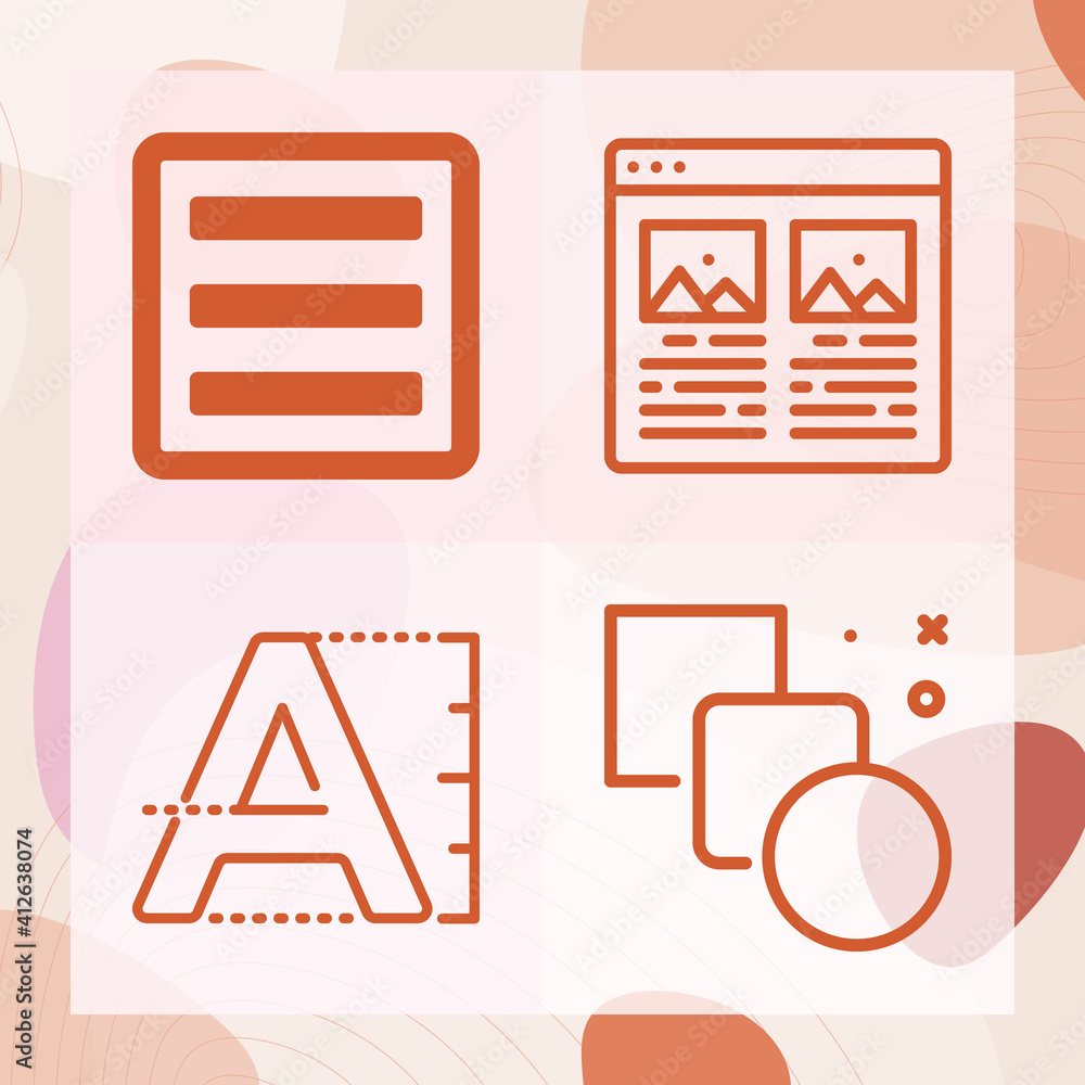 Simple set of paragraph related lineal icons Simple set of paragraph related lineal icons
