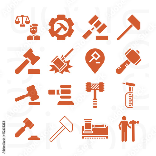 16 pack of firing mechanism  filled web icons set