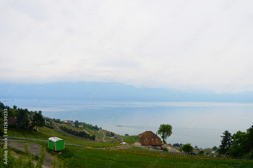 Lausanne landscape View on Geneva Lake Stock Photo Stock Images Stock Pictures