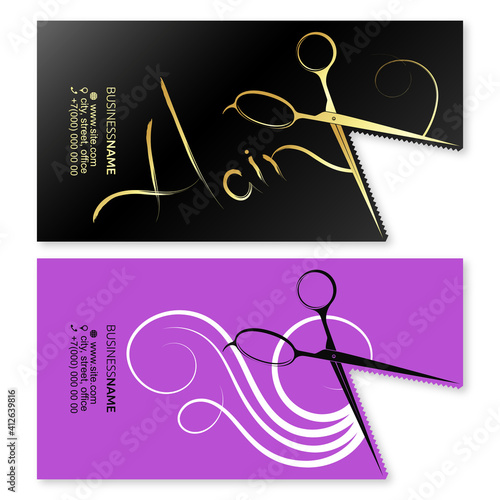 Business card concept for stylist of beauty salon and hairdresser