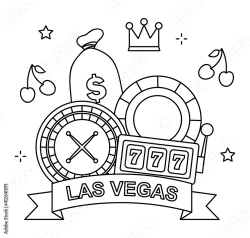 Canvas Print las vegas design with casino related icons, line style