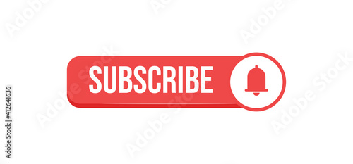 Subscribe click button with bell icon. Video social media platform.