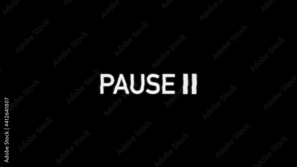 A capture of a VCR playing and pausing a VHS blank tape: the big text Pause, appearing with a blinking symbol, at the center of the screen. Digital remake A capture of a VCR playing and pausing a VHS blank tape: the big text Pause, appearing with a blinking symbol, at the center of the screen. Digital remake