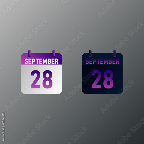 September daily calendar icon in flat design style. Vector illustration in light and dark design. 