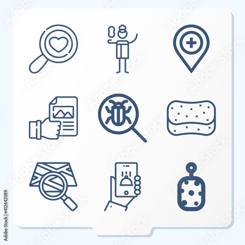 Simple set of 9 icons related to obtain