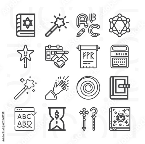 16 pack of imposed  lineal web icons set