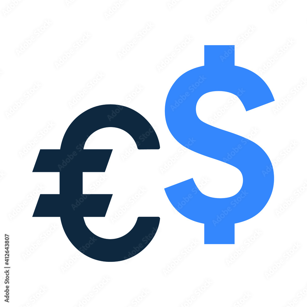 Euro, dollar, currency exchange icon. Simple vector graphics. Euro, dollar, currency exchange icon. Simple vector graphics.