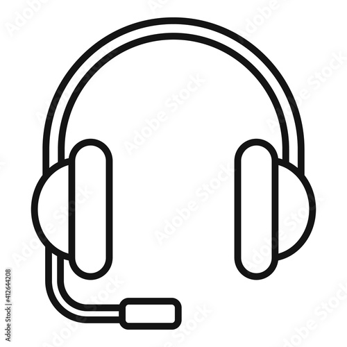 Headset icon. Outline headset vector icon for web design isolated on white background