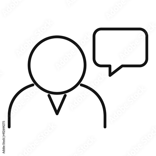 Announcer chat icon. Outline announcer chat vector icon for web design isolated on white background