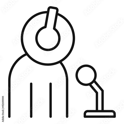 Announcer studio speaker icon. Outline announcer studio speaker vector icon for web design isolated on white background