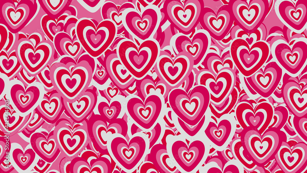 Multicolored Heart pattern background. Valentine Wallpaper with Pink, White and Red love hearts. Multicolored Heart pattern background. Valentine Wallpaper with Pink, White and Red love hearts.