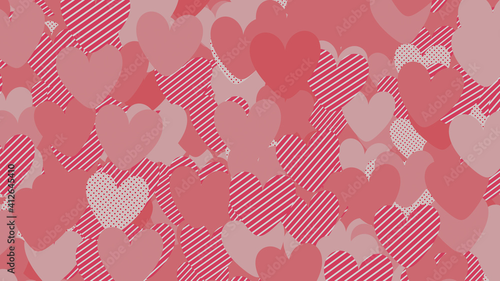 Multicolored Heart pattern background. Valentine Wallpaper with Pink, Striped and Polka Dot love hearts. Multicolored Heart pattern background. Valentine Wallpaper with Pink, Striped and Polka Dot love hearts.