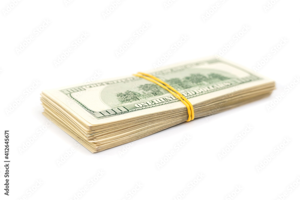 bundle of dollars on a white background. bundle of dollars on a white background.