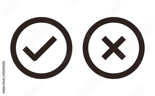 Check and Cancel Button. Yes and No symbol. Accepted and Rejected, Approved and Disapproved Web Button