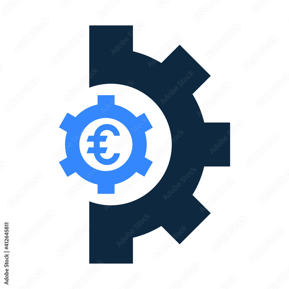 Euro, payment settings icon. Glyph vector isolated on a white background. Euro, payment settings icon. Glyph vector isolated on a white background.