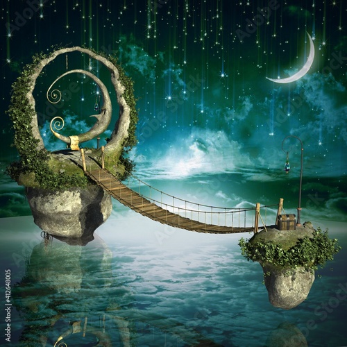 Canvastavla Dreamy country. 3d illustration