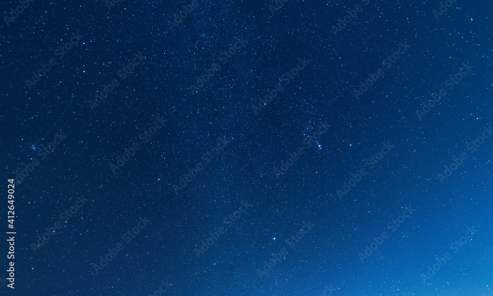 Beautiful blue starry sky. Night photography, astronomical background. - obrazy, fototapety, plakaty 