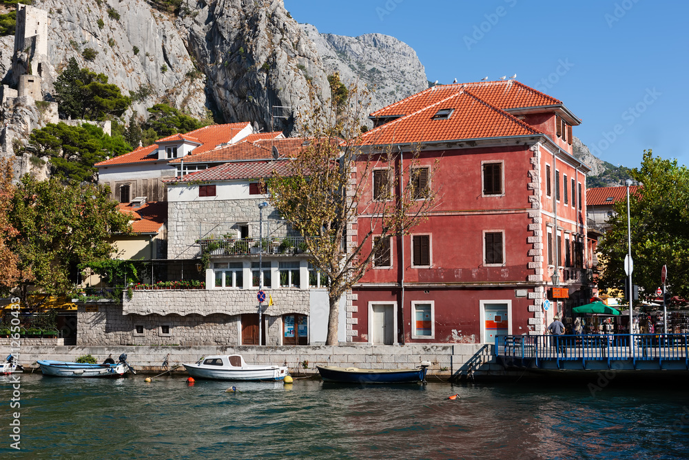 Omis old town city center, Dalmatia, Croatia, Europe. Popular travel and vacation destination.