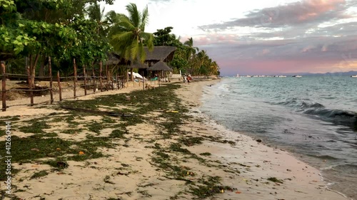 Sunset over the sea in Nosy Be. Typical African colors. Sea. Madagascar.